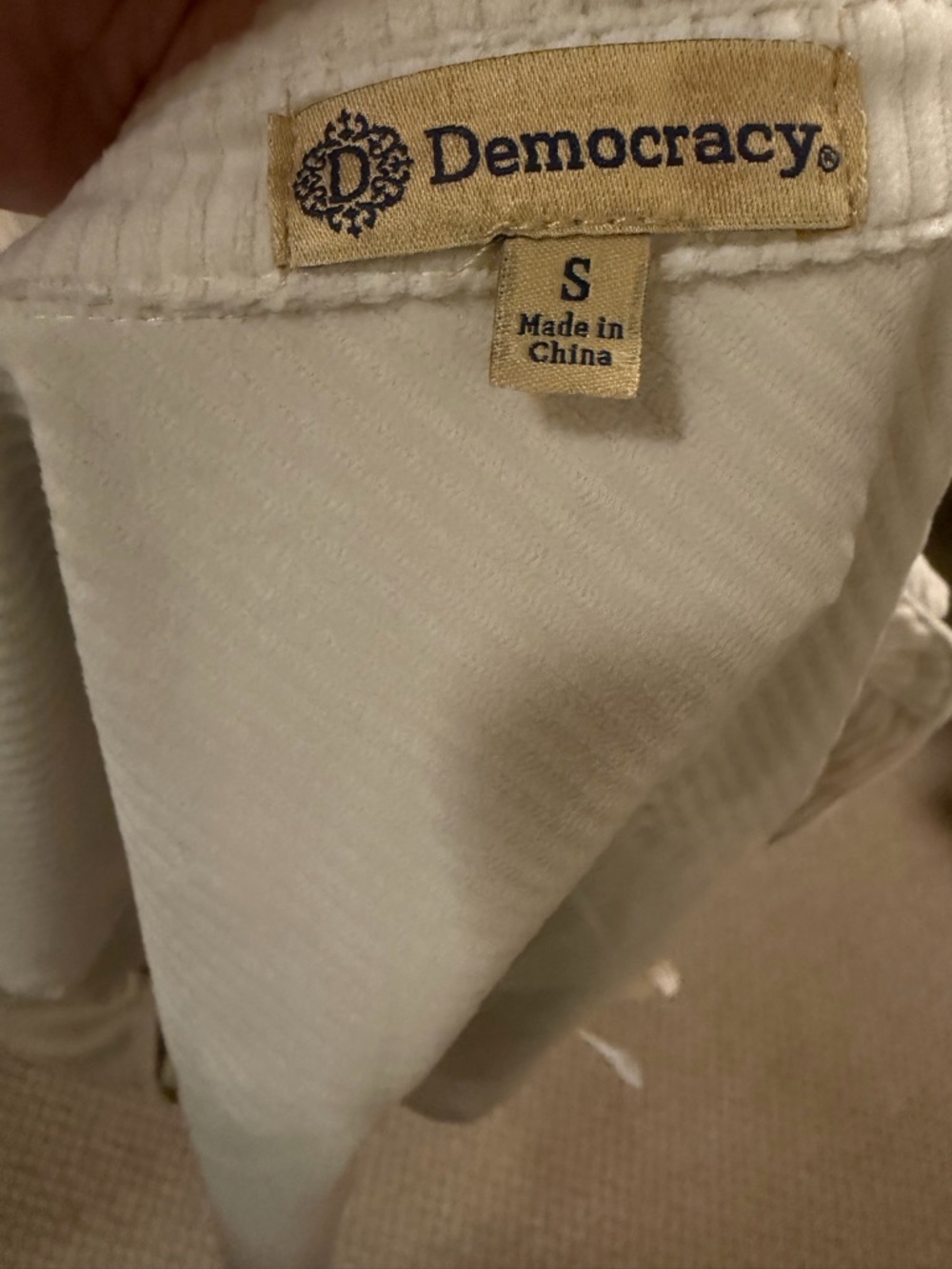 Democracy Corduroy Shacket Womens Small Cream Button Front Shirt Jacket - Picture 4 of 5
